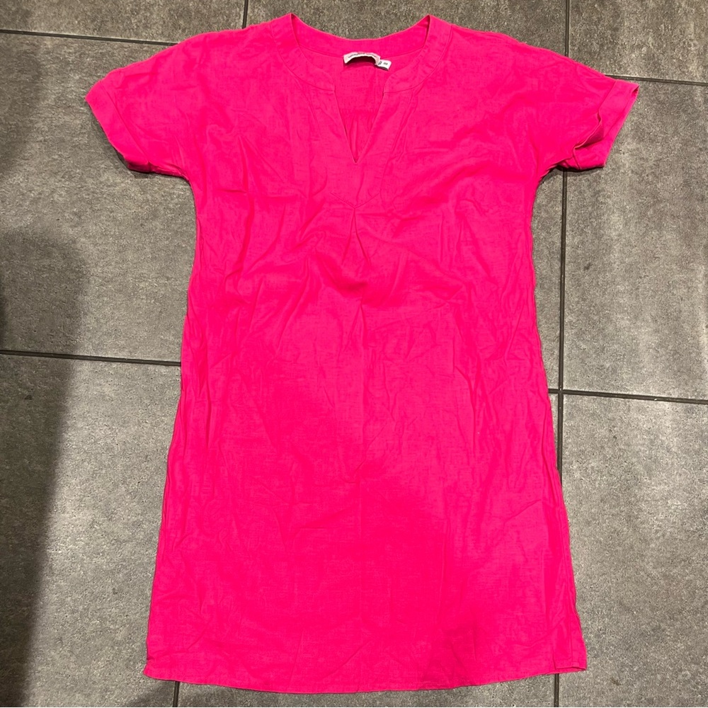 Vineyard Vines Neon Pink Short-Sleeve V-Neck Mini Dress